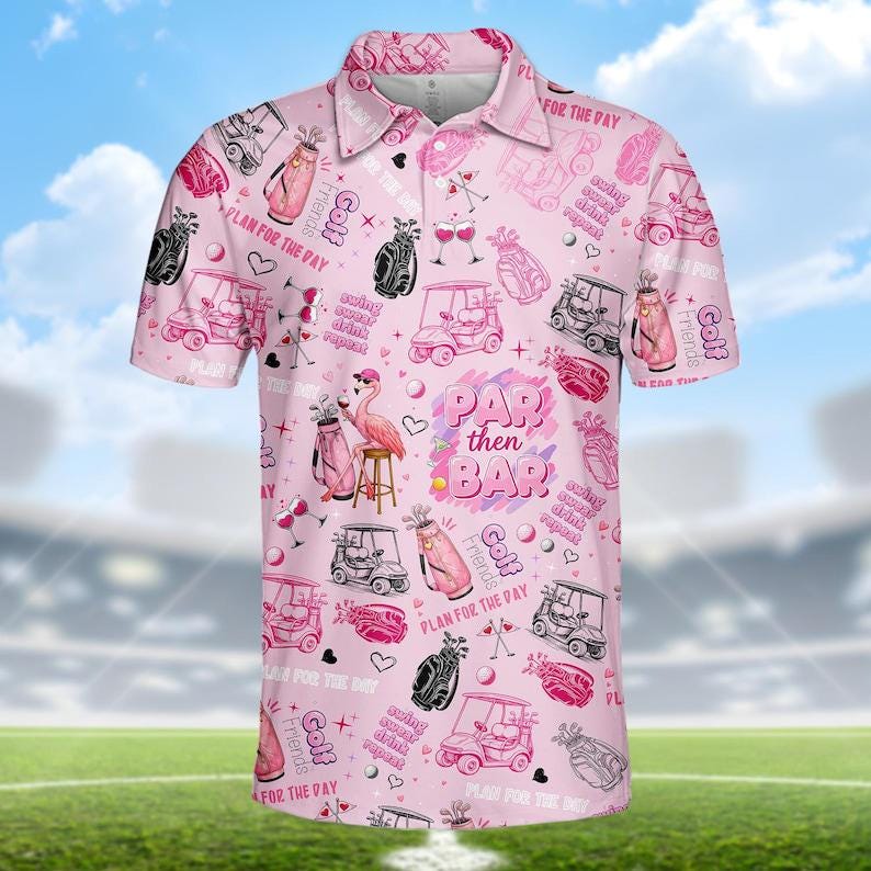 Women's Pink Flamingo Polo Shirt, Cute Golf Outfit