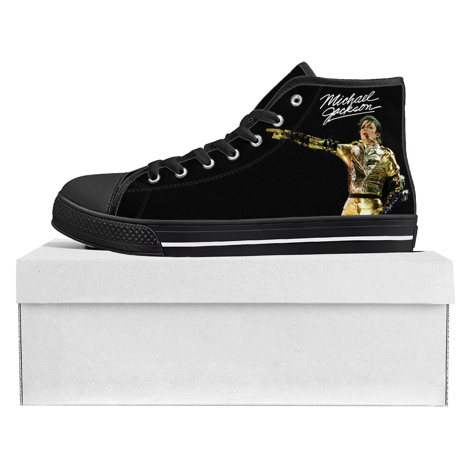 Men's High Top Canvas Sneakers, Michael Jackson Inspired Hip Hop Casual Shoes