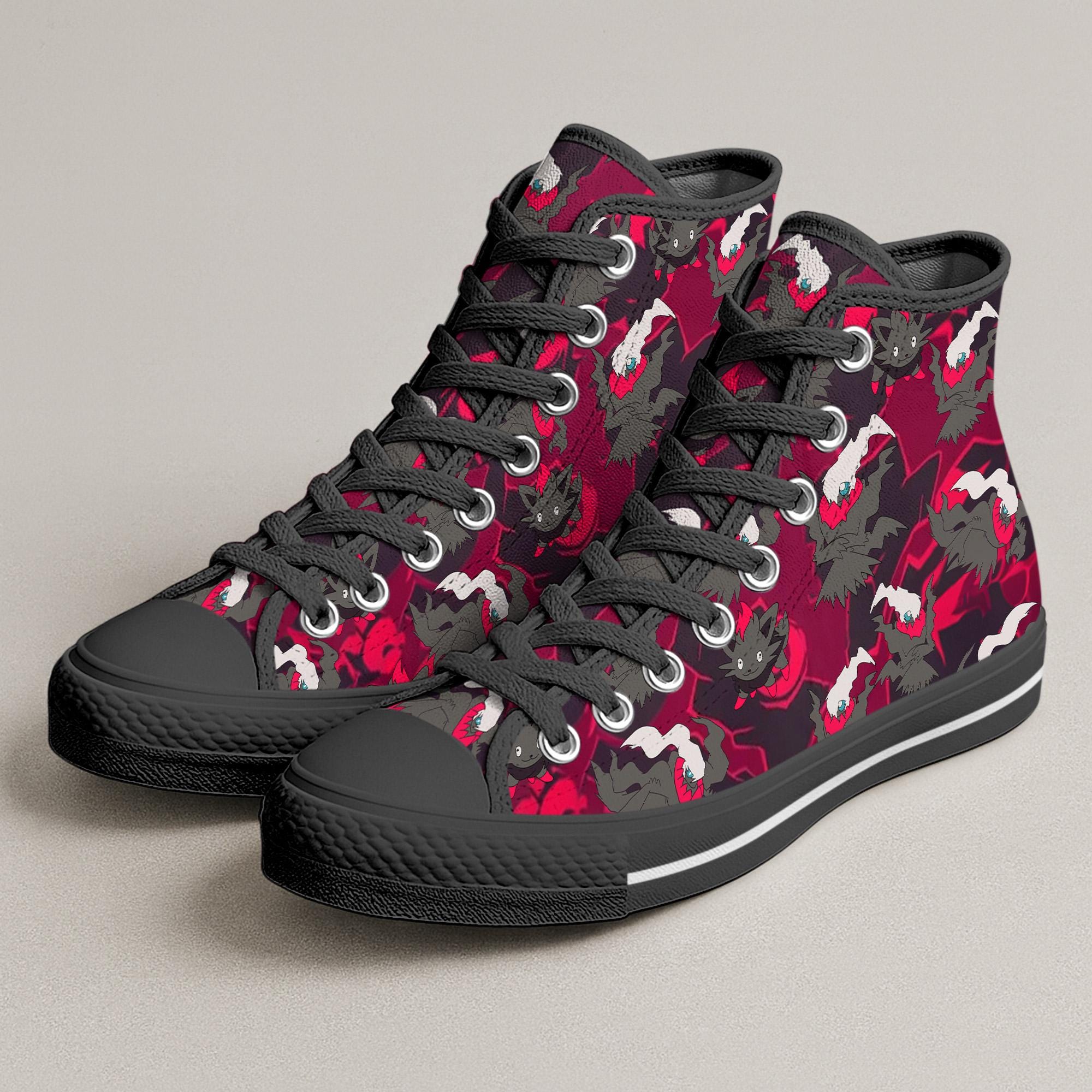 Zorua High Top Shoes, Dark Kawaii Sneakers, Cute Printed Shoes, Hisuian Zorua Gifts
