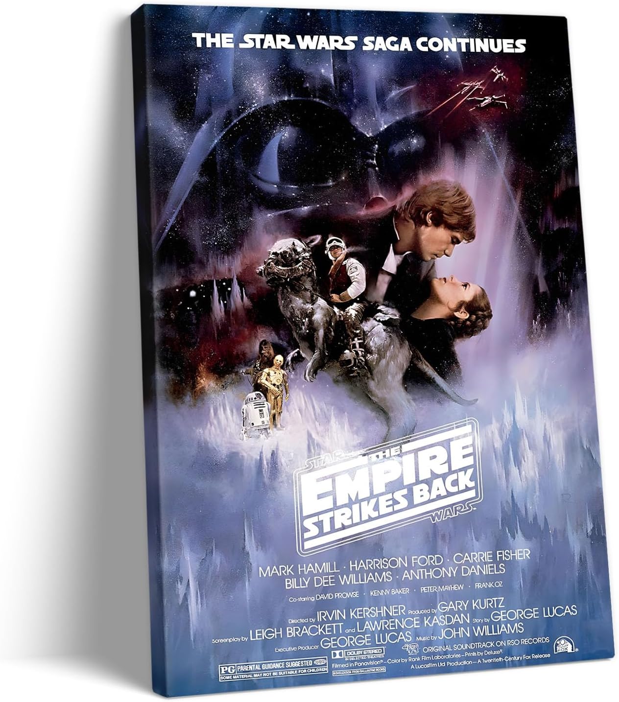 Star Wars Canvas Wall Art - The Empire Strikes Back Retro Movie Poster - Framed Sci-Fi Decor for Bedroom, Game Room, Office