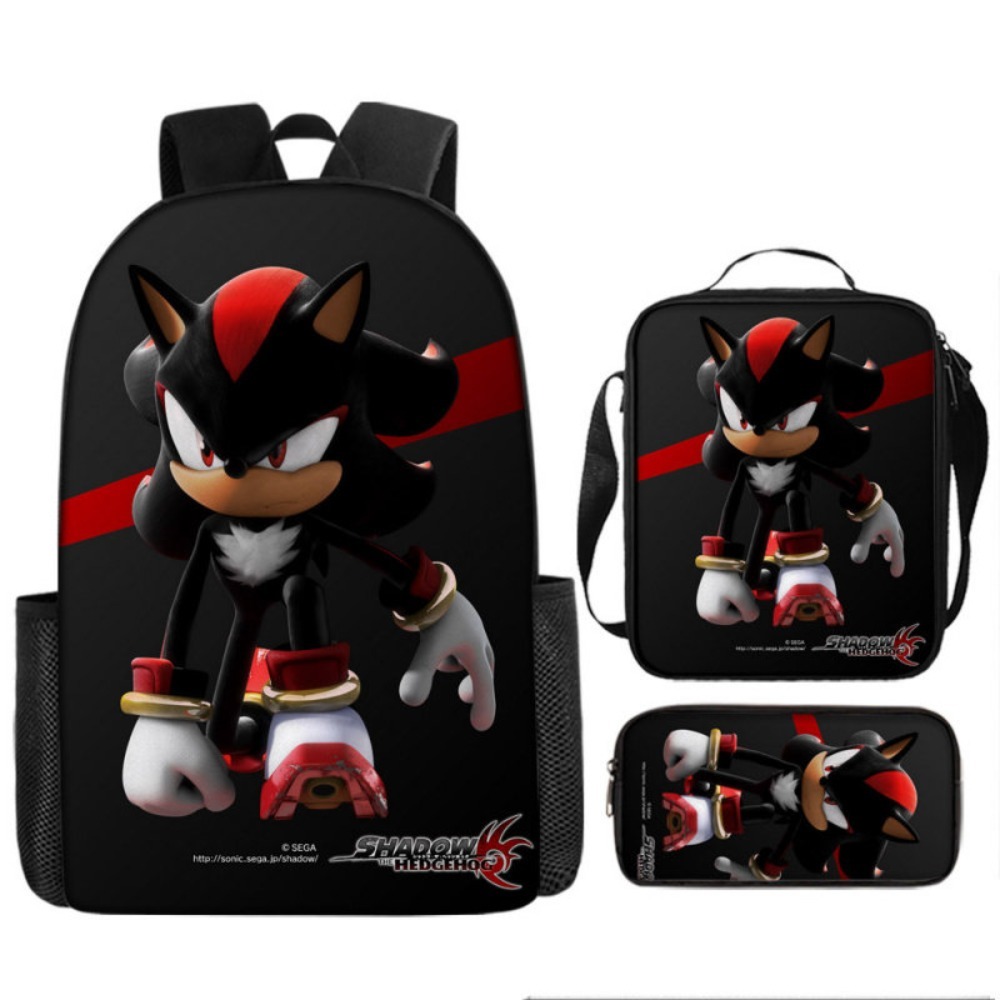 Hedgehog Boy Backpack 3-Piece Set CartoonSchool Bag Pencil Case Student Satchel
