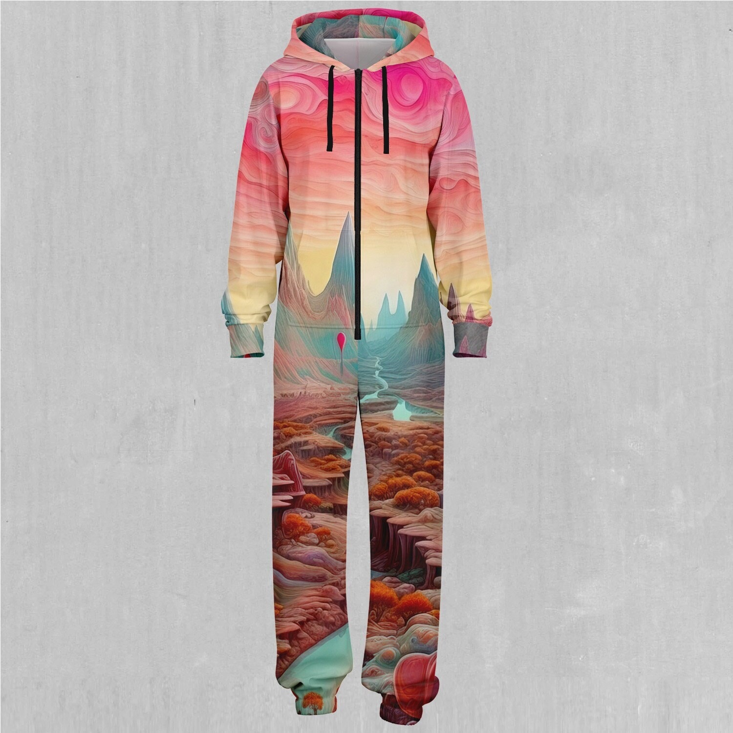 Dream Canyon Psychedelic Adult Zip Up Jumpsuit Pajamas