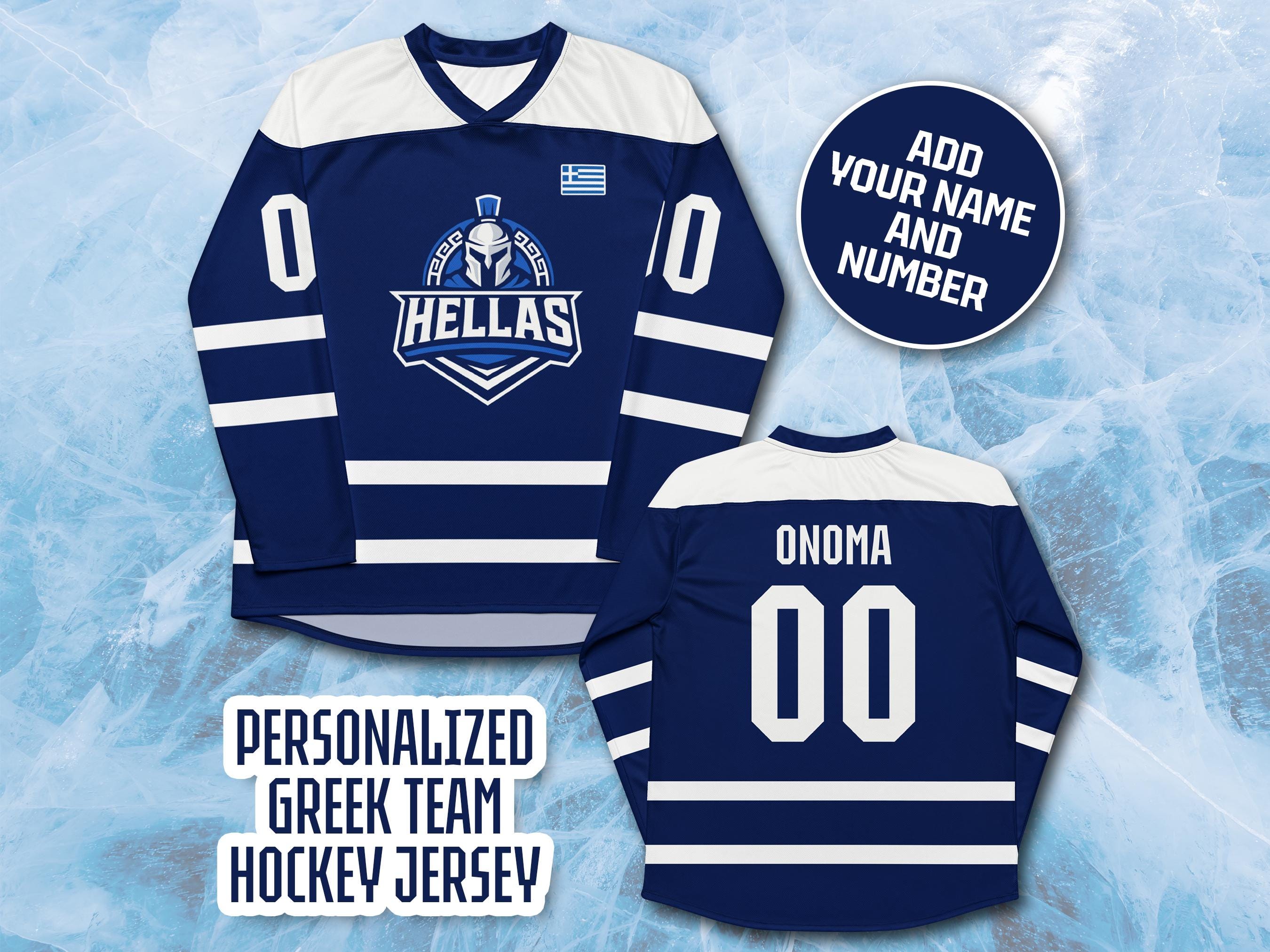 Custom Greek Hockey Jersey Personalized, Greece Hockey Team Greek Sport Apparel Greek National Jersey