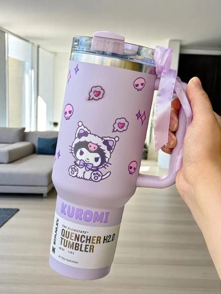 Custom Kuromii Tumbler Cup 40oz Quencher, Leakproof Lid, Double-Wall, Cute Gift for Her, Christmas Gift Water Bottle