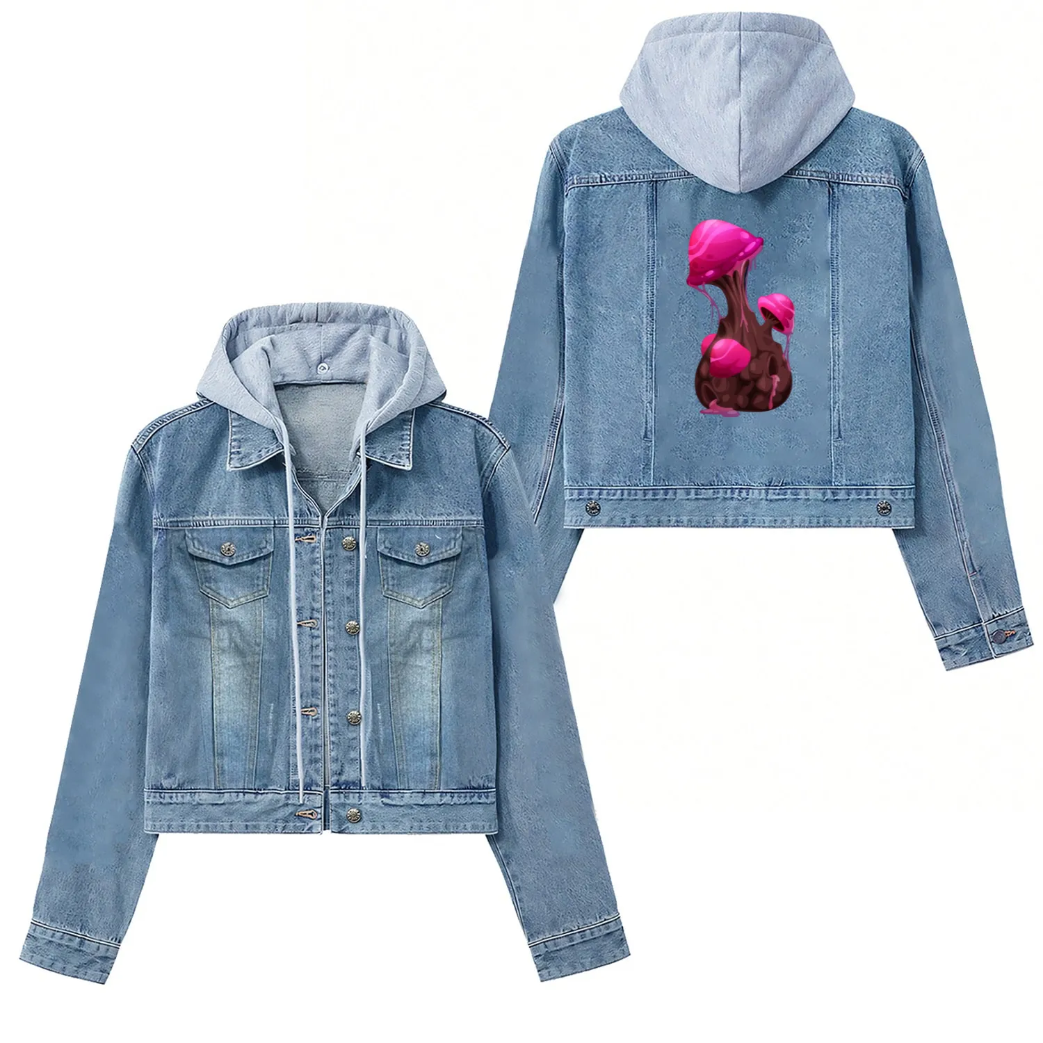 Pink Mushroom Women's Denim Jackets