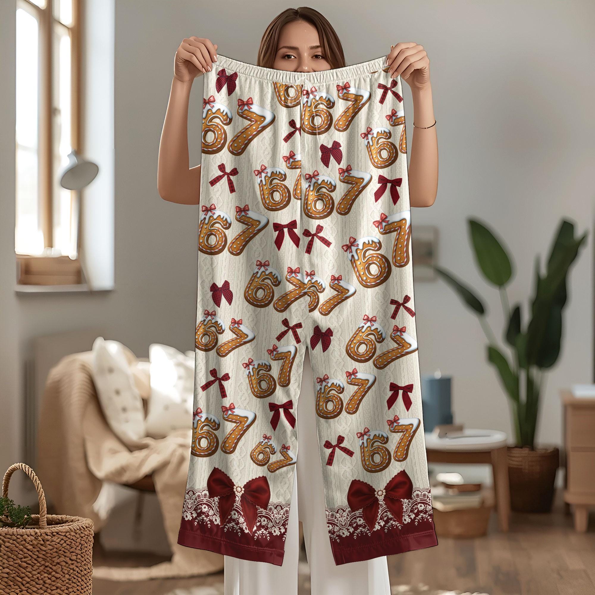 67 Pajama Pants, Six Seven Meme Sleepwear, Funny Christmas Pajama Outfit, Family Holiday Sleepwear Set