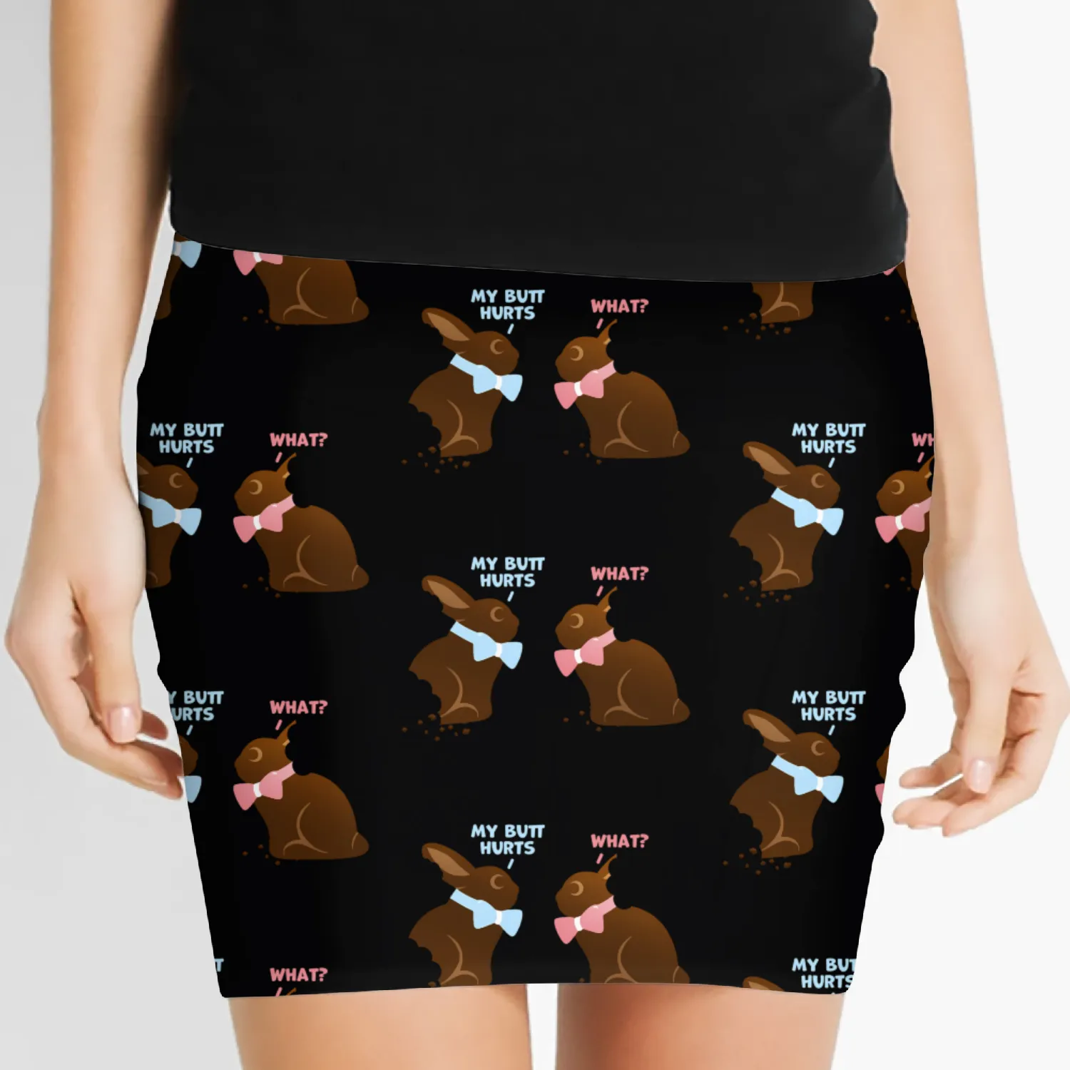 Chocolate Bunny Easter Baetns My Butt Hurts Women's Mini Skirts