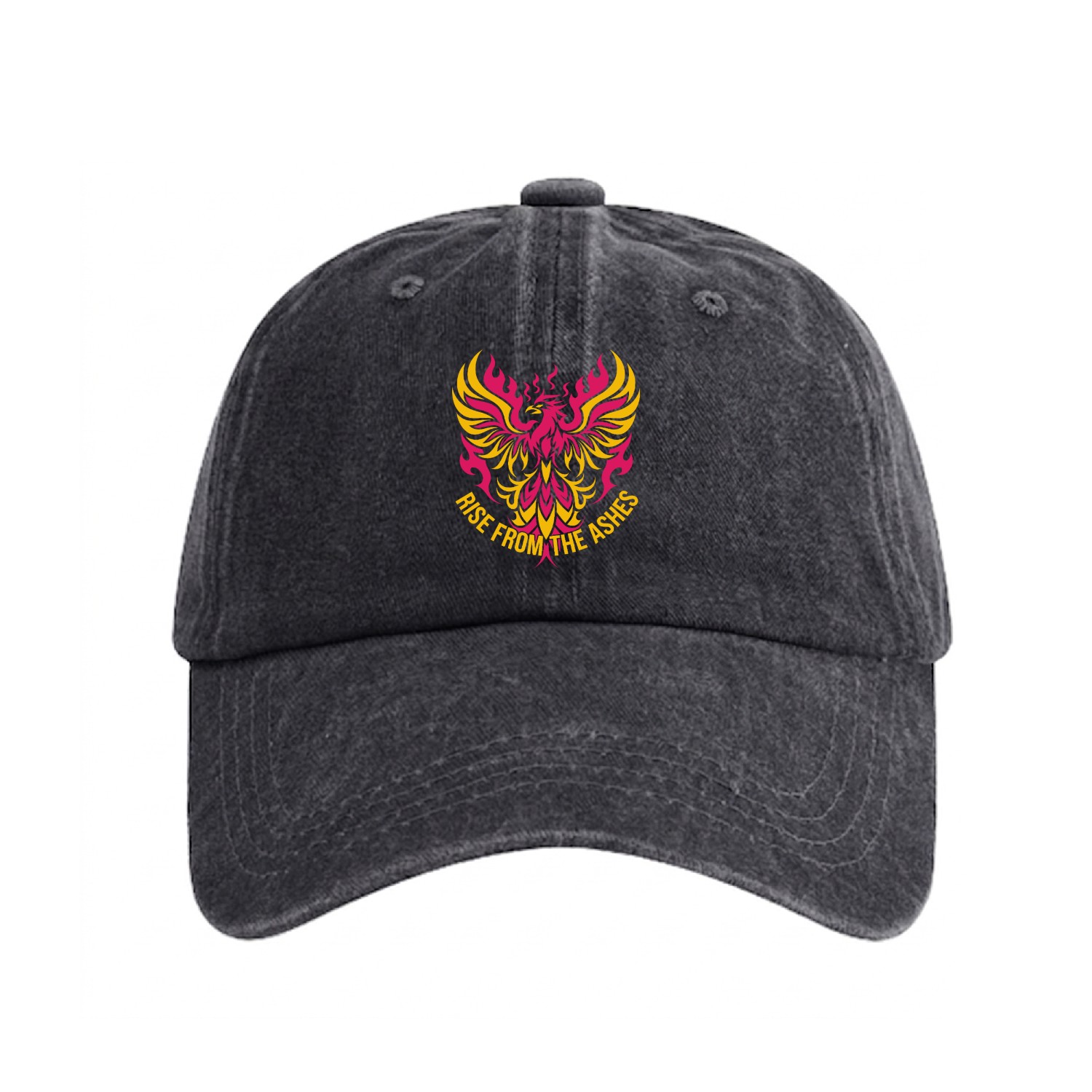 Rise From The Ashes Phoenix Bird T Tattoo Washed Denim Baseball Caps