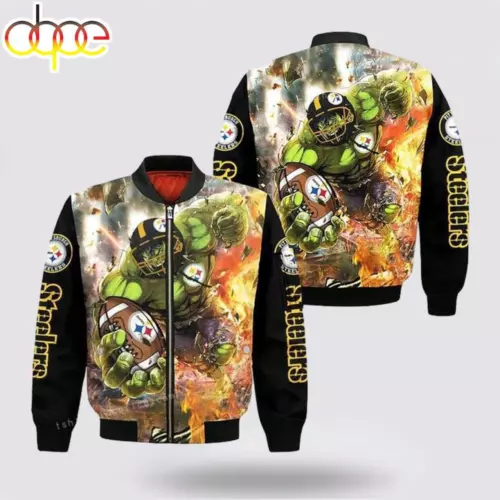 football Pittsburgh Steeler Hulk All Over Print Bomber Jacket