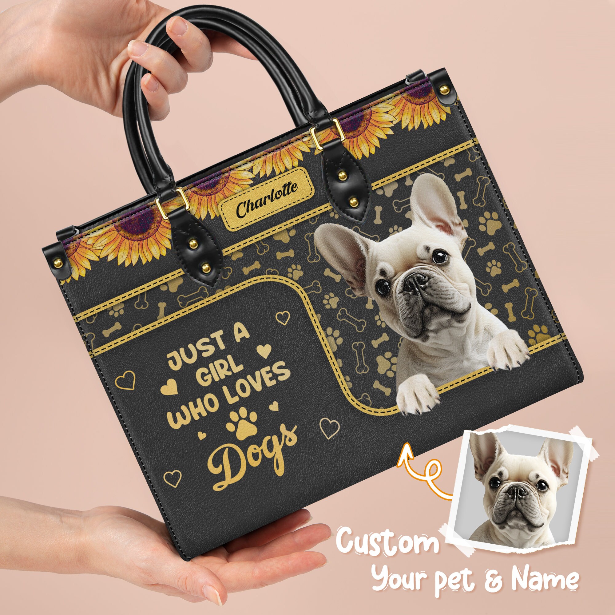 Personalized Dog Leather Bag, Dog Lover Handbag