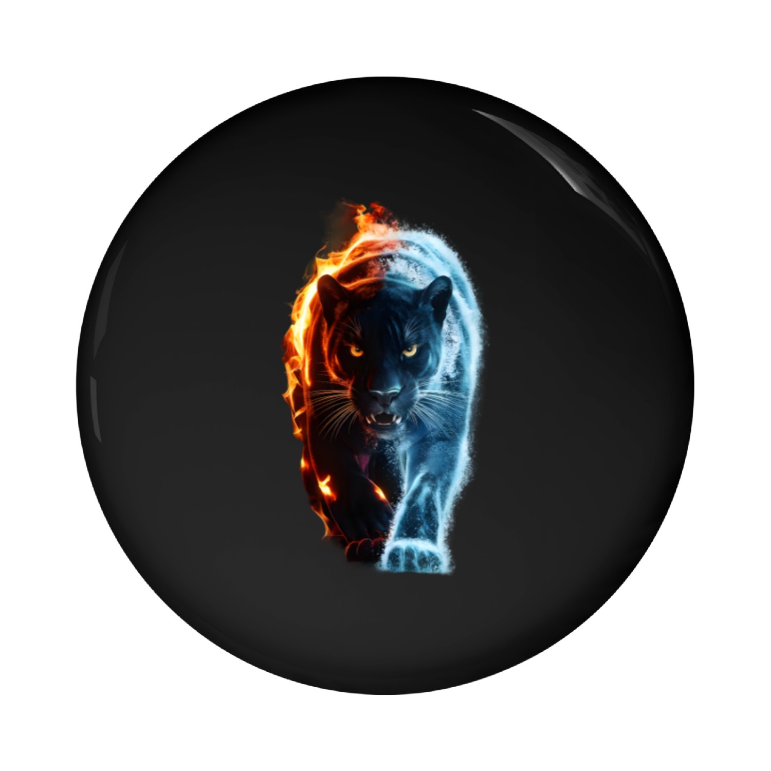Elegant Panther Fire and Ice Design Pin Buttons