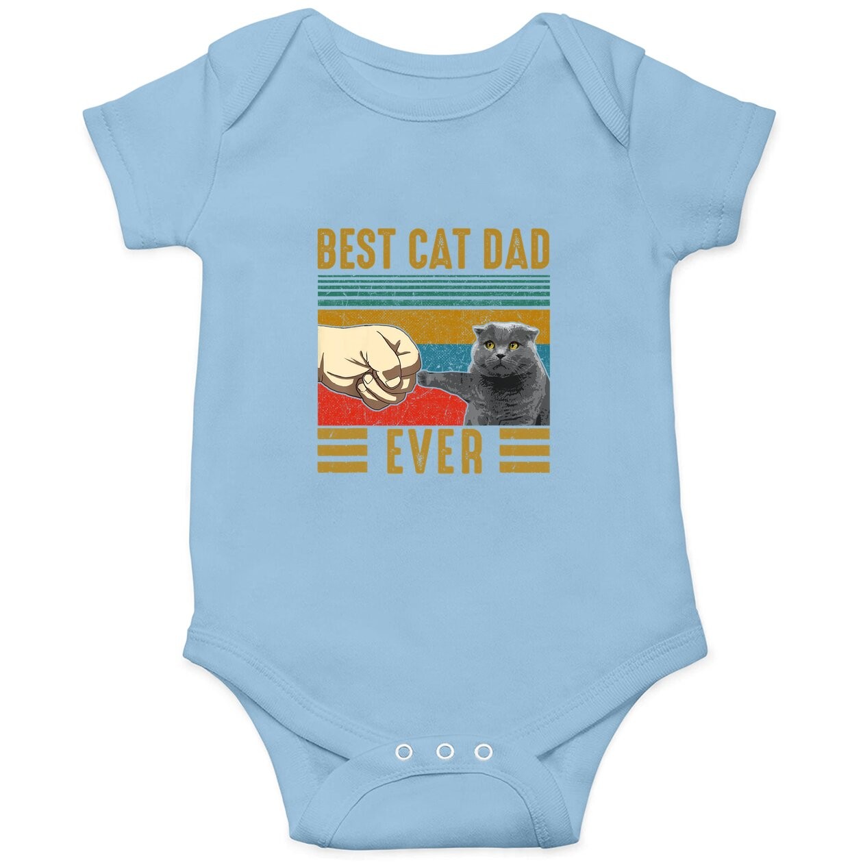 Vintage Best Cat Dad Ever Scottish Fold Cat Baby Bodysuit