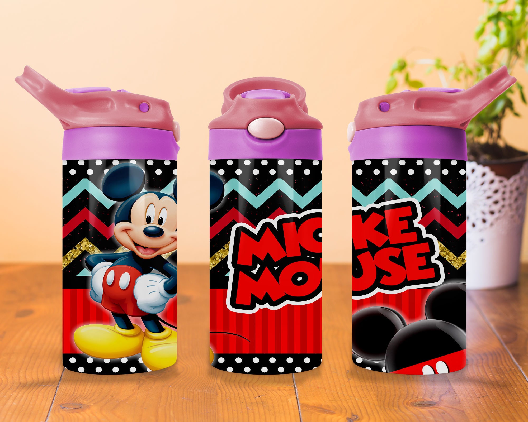 Mouse Cartoon 12oz Kids Tumbler Wrap, Cartoon 12oz Flip-Top Wrap