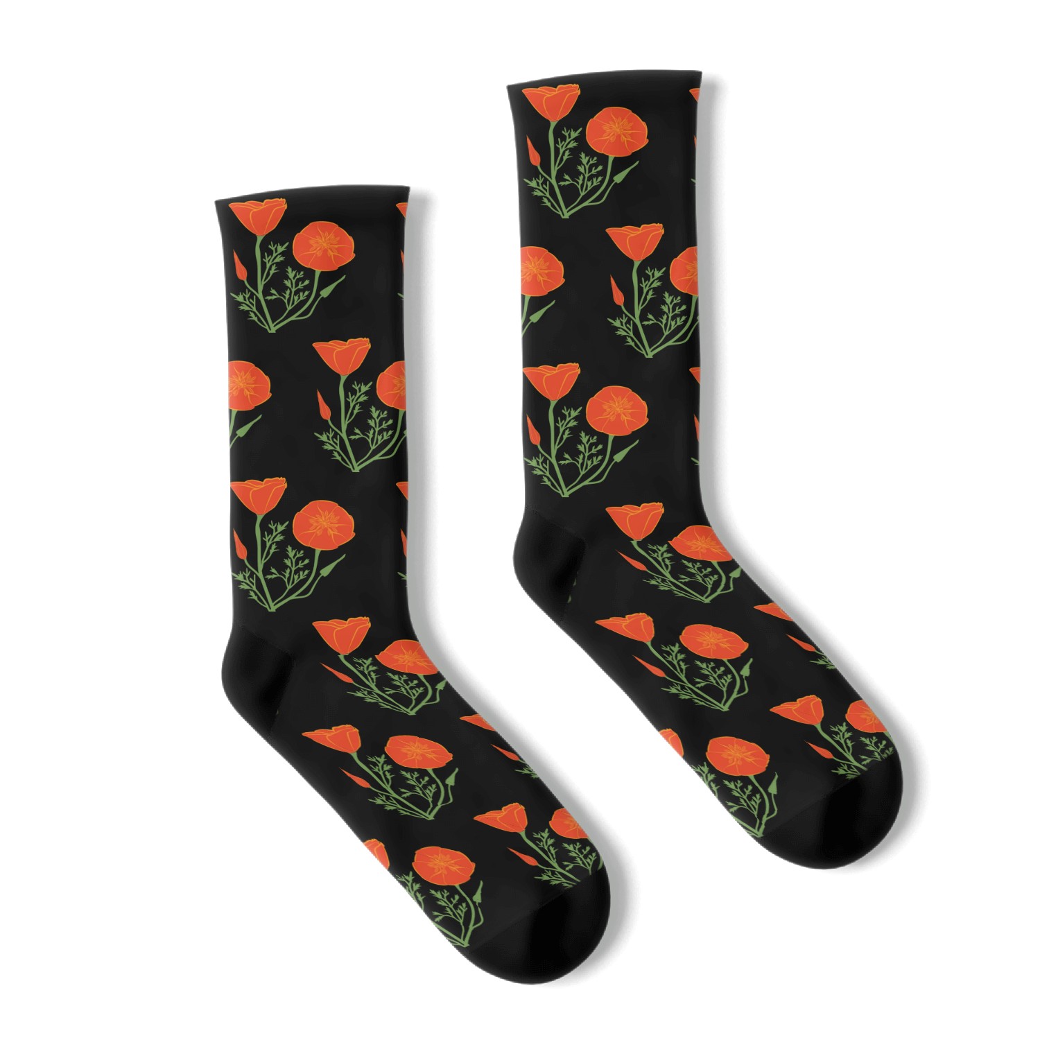 California Poppies on Clear Background Socks
