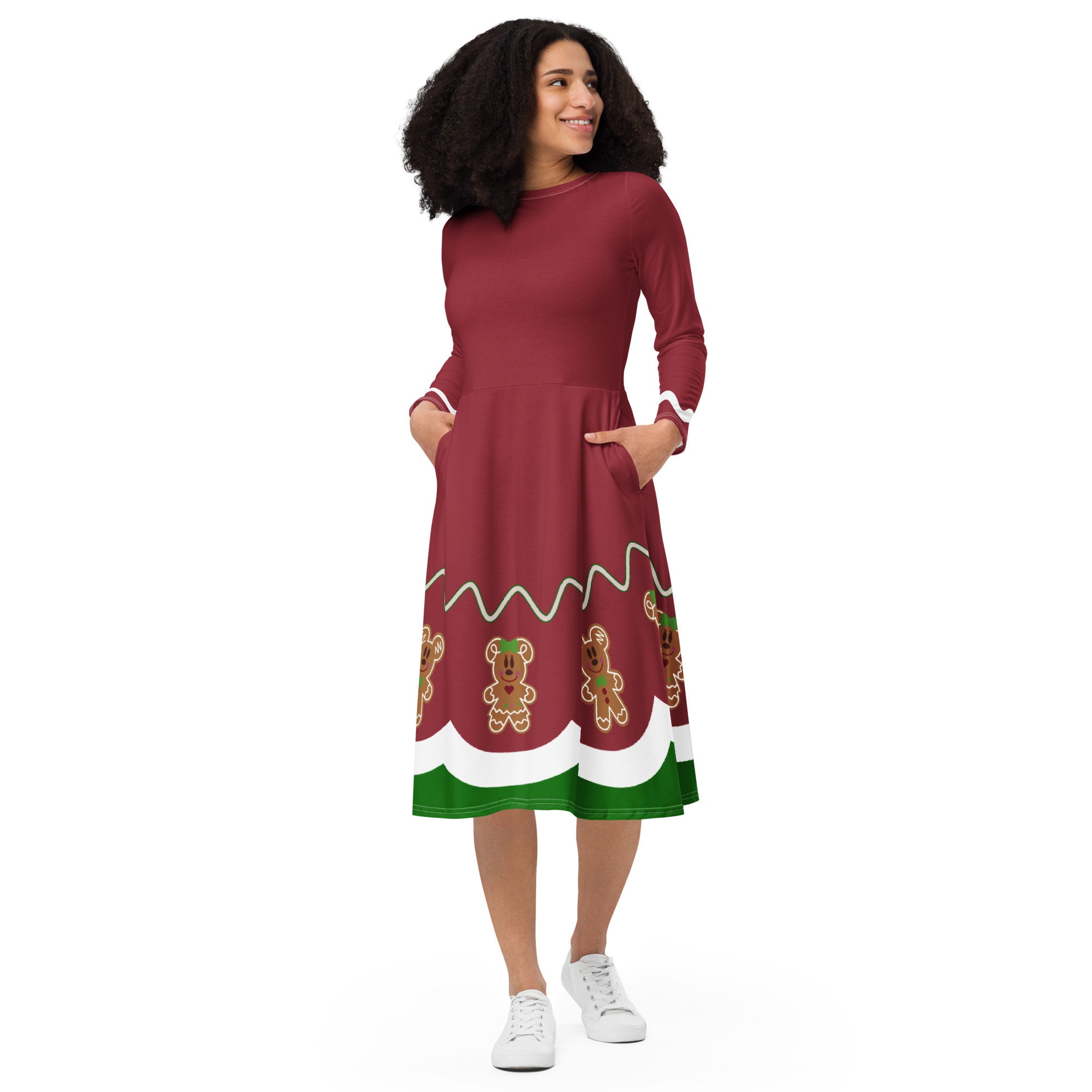 Gingerbread Friends long sleeve midi dress | Halloween Costume | Cartoon Cosplay