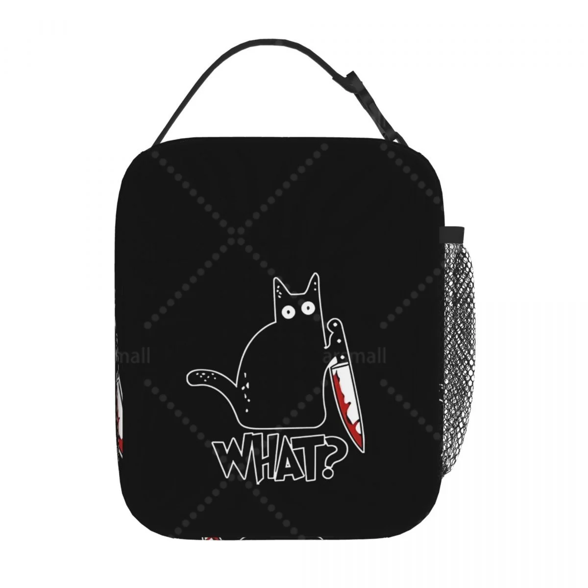 Black Cat Lunch Bag Reusable Portable Cooler Thermal Lunch Box Oxford Bento Tote Bag for Work Travel Picnic