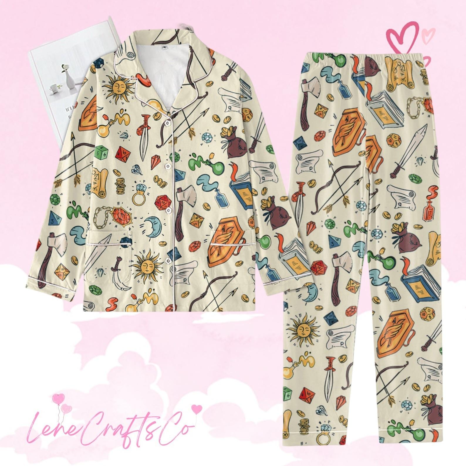 DnD Thick Pajamas, Dungeon Master Pajamas Pants, Gamer Pajamas Women, Roleplaying Game Pajamas Set