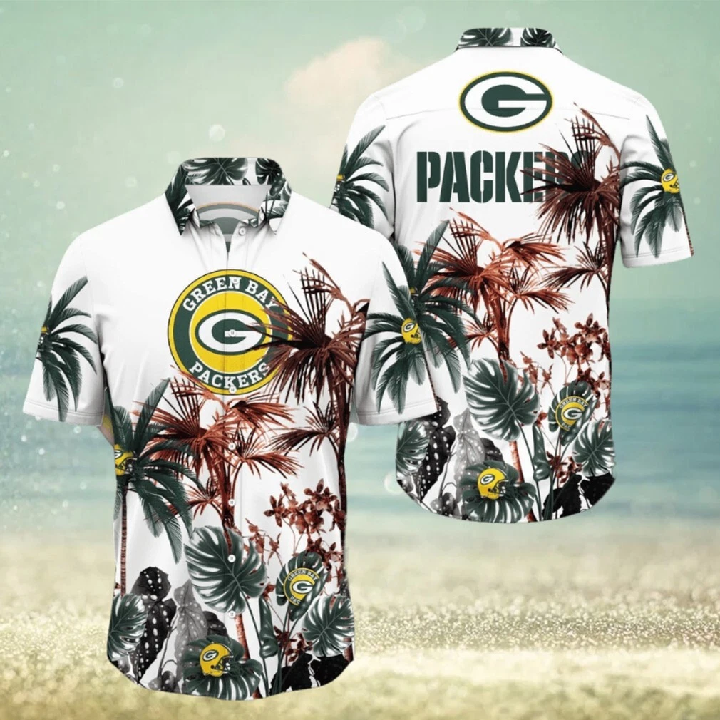 Green Bay Football Team Packerss Hawaiian Button Down Shirt