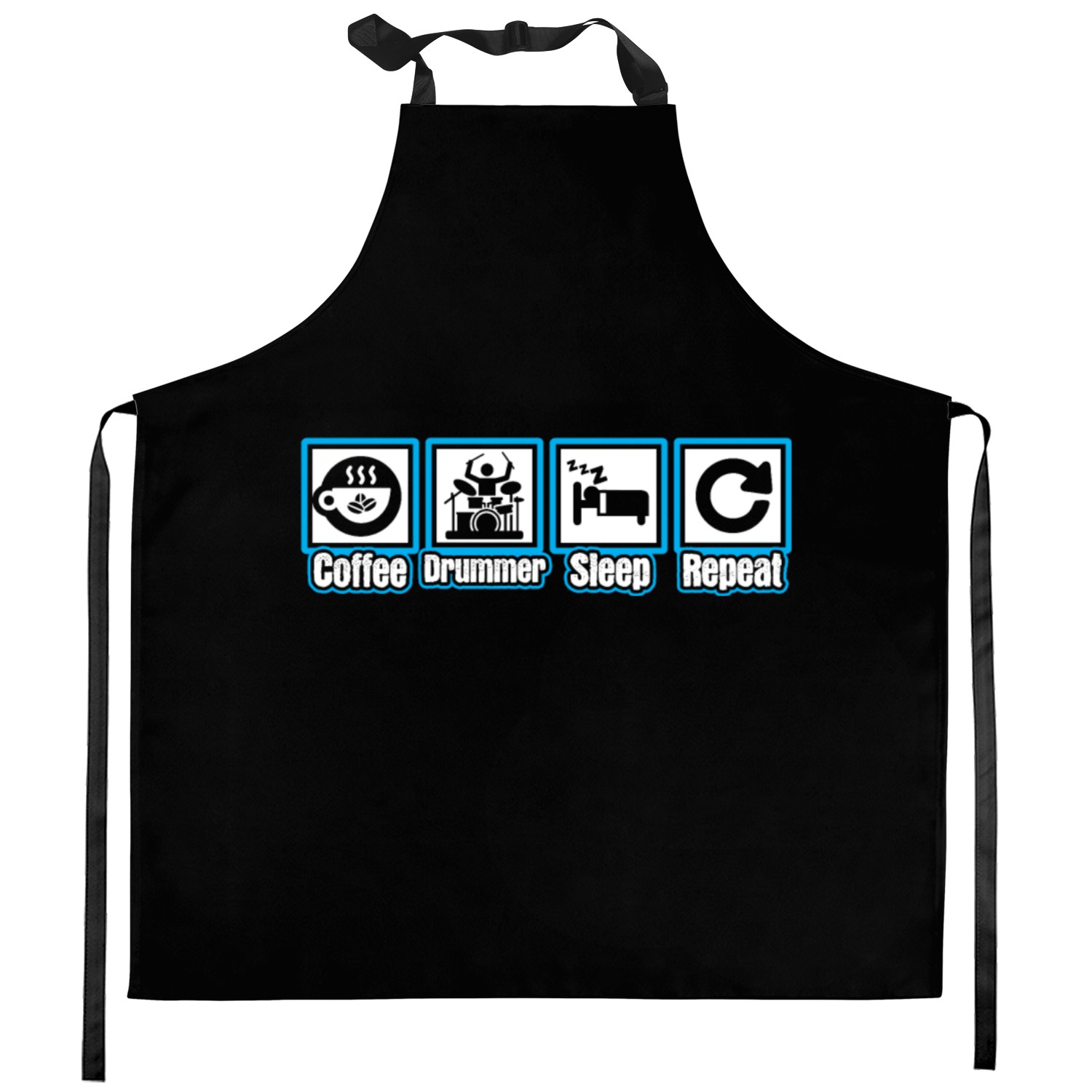 Coffee Drummer Sleep Repeat Kitchen Aprons