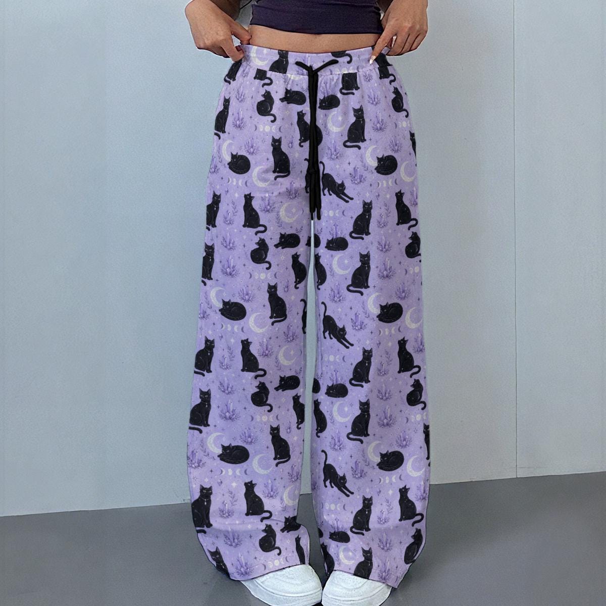 Black Cat Familiars | Pastel Goth Collection | Women's Casual Pants