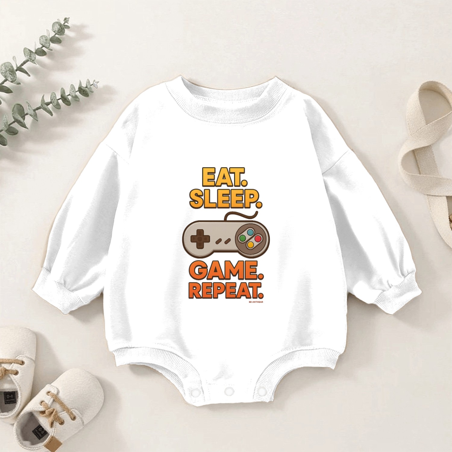 Eat Sleep Game Repeat Vintage Gamer Baby Romper Sweatshirts