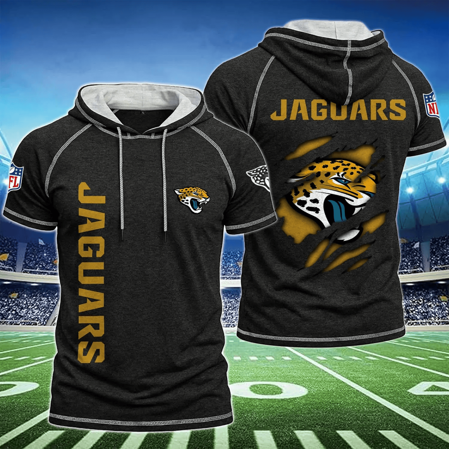 Jacksonville Jaguars Men's Hooded Short-Sleeve T-Shirt