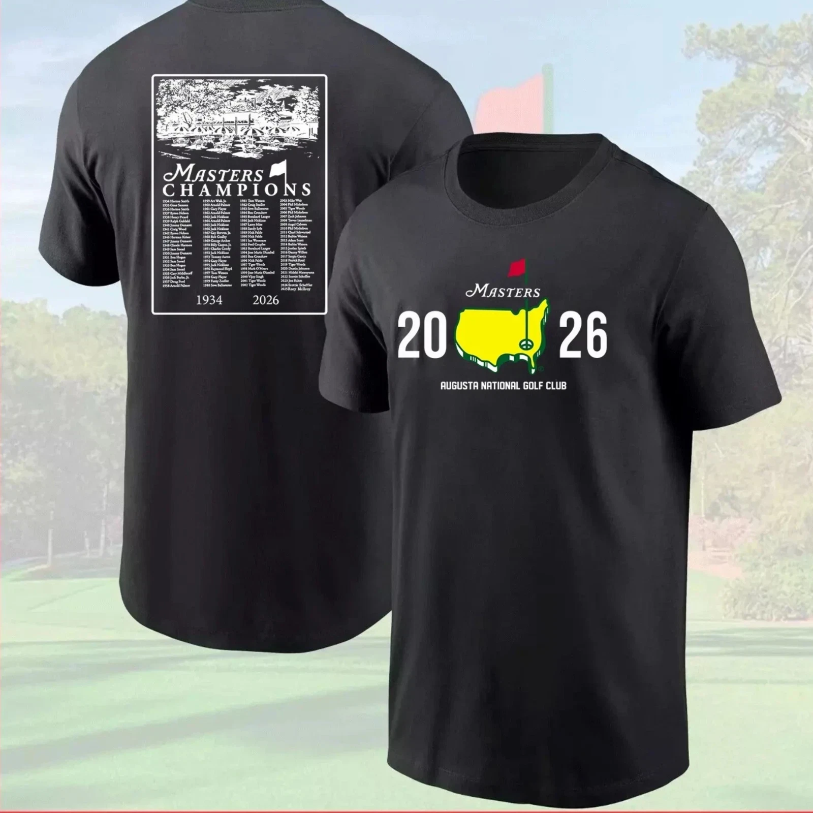 2026 Masters Golf Tournament Fan T-Shirt Augusta Style Double Sided Golf Tee