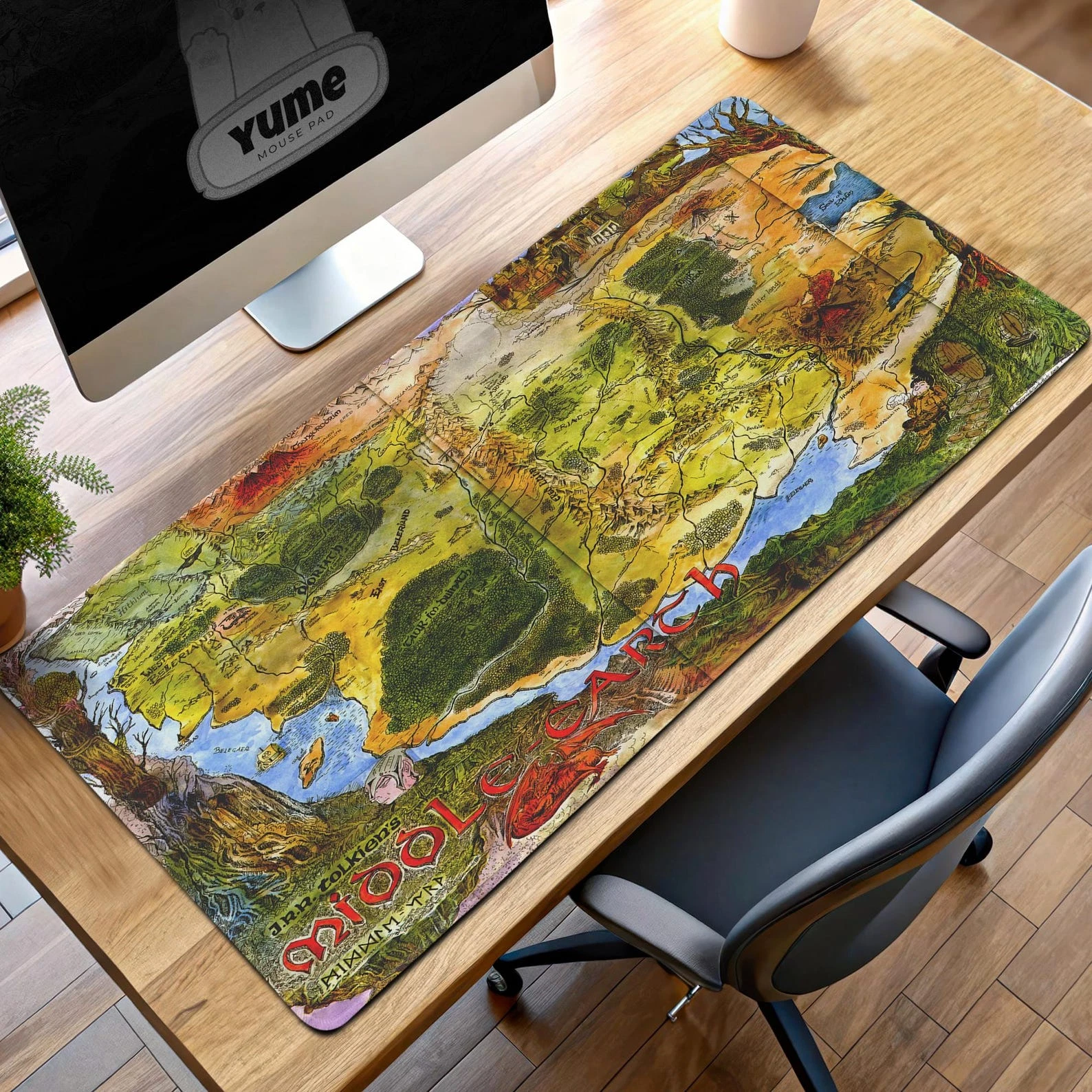 Middle-earth Map Gaming Mouse Pad, LOTR Desk Mat, Tolkien Map Mouse Pad