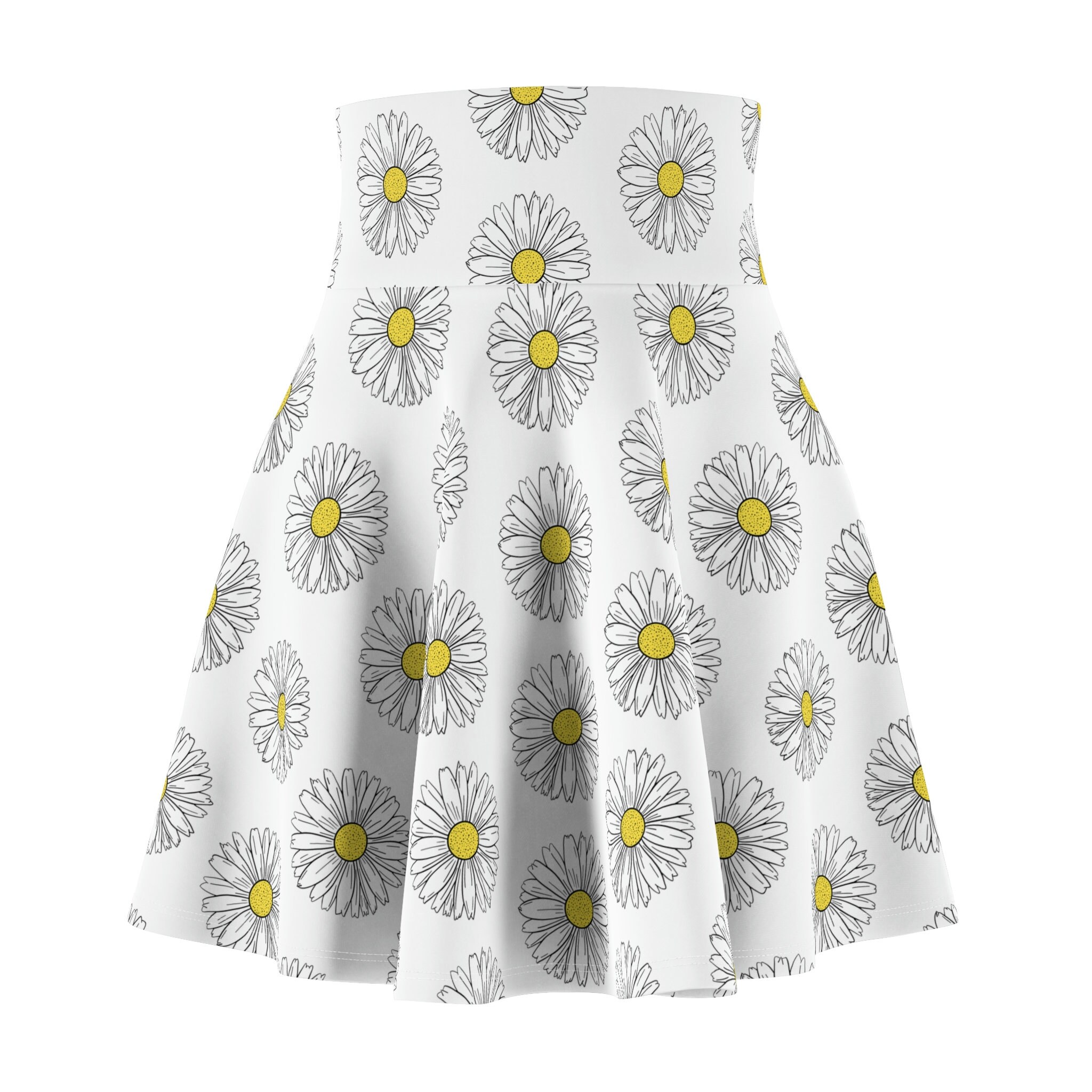 Daisy Flower Skater Skirt, Women's Skater Skirt