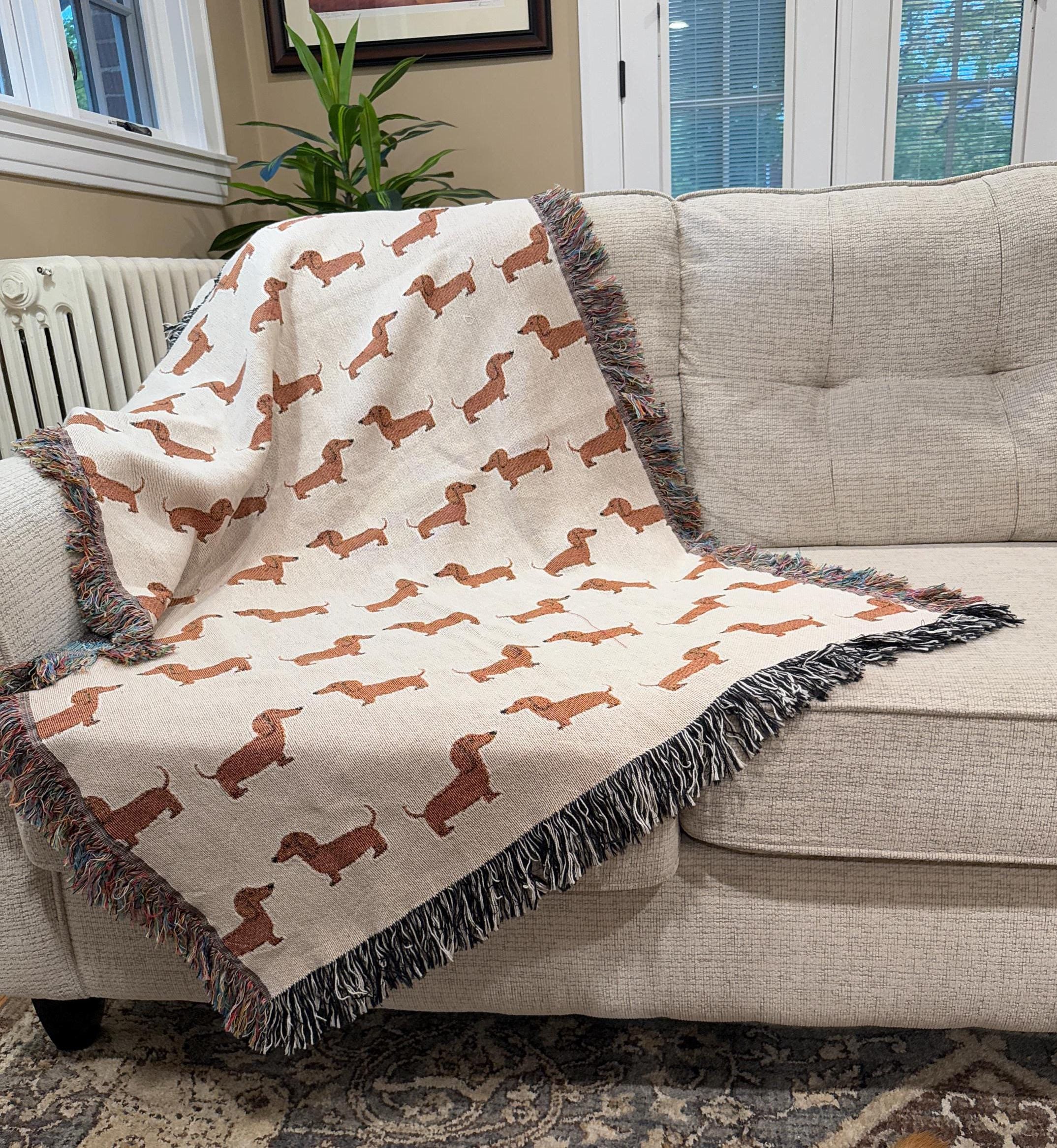 DACHSHUND BLANKET Weiner Sausage Dog Gift Woven Blanket, Weiner Dog Mom Lightweight Throw, Gift for Dog Lovers