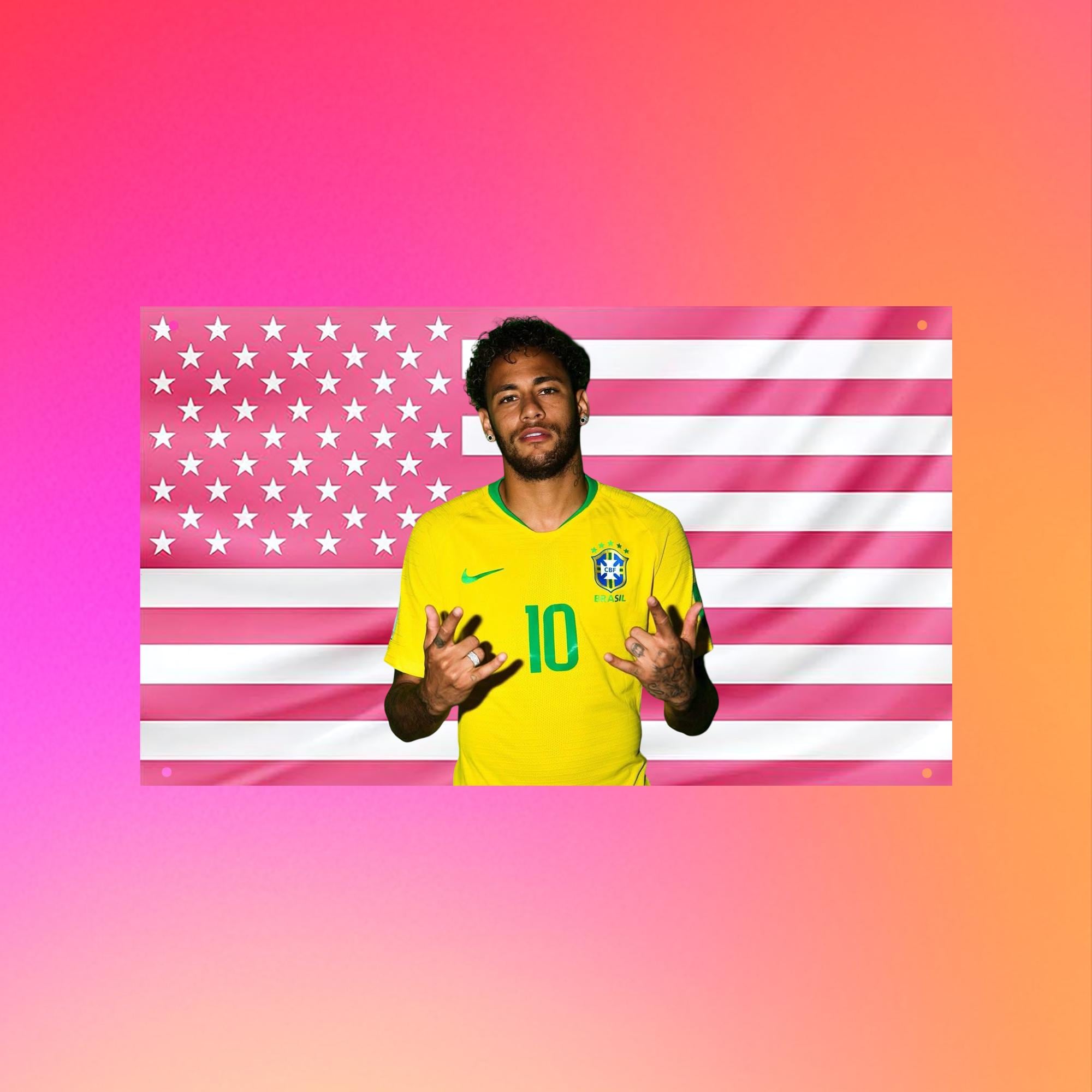 Neymar Brazil Flag, Brazil Soccer Fan Flag, Football Legend Tapestry, Brazil Wall Decor, Sports Room Flag, Soccer Lover Gift