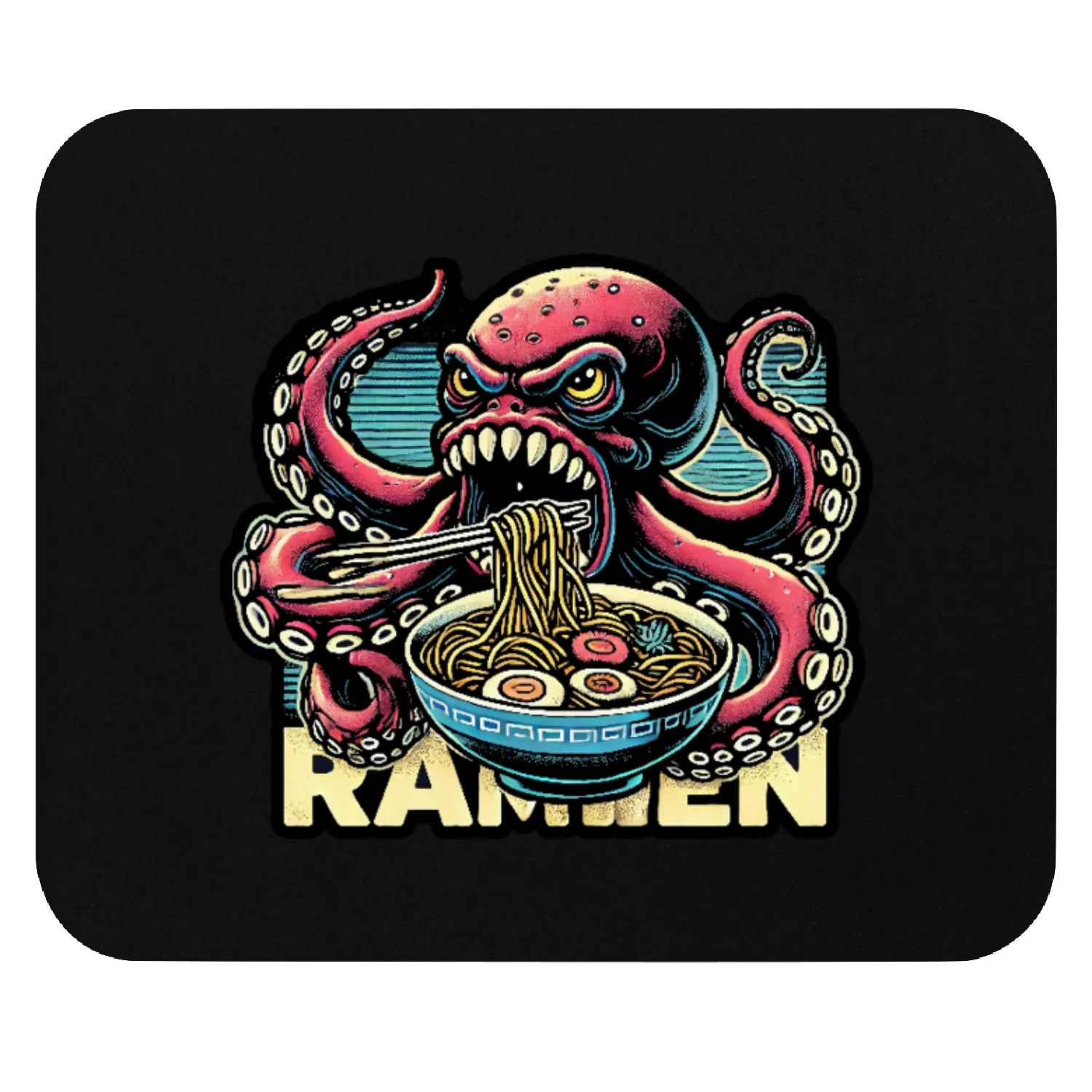 monster octopus eat ramen lover Mouse Pads