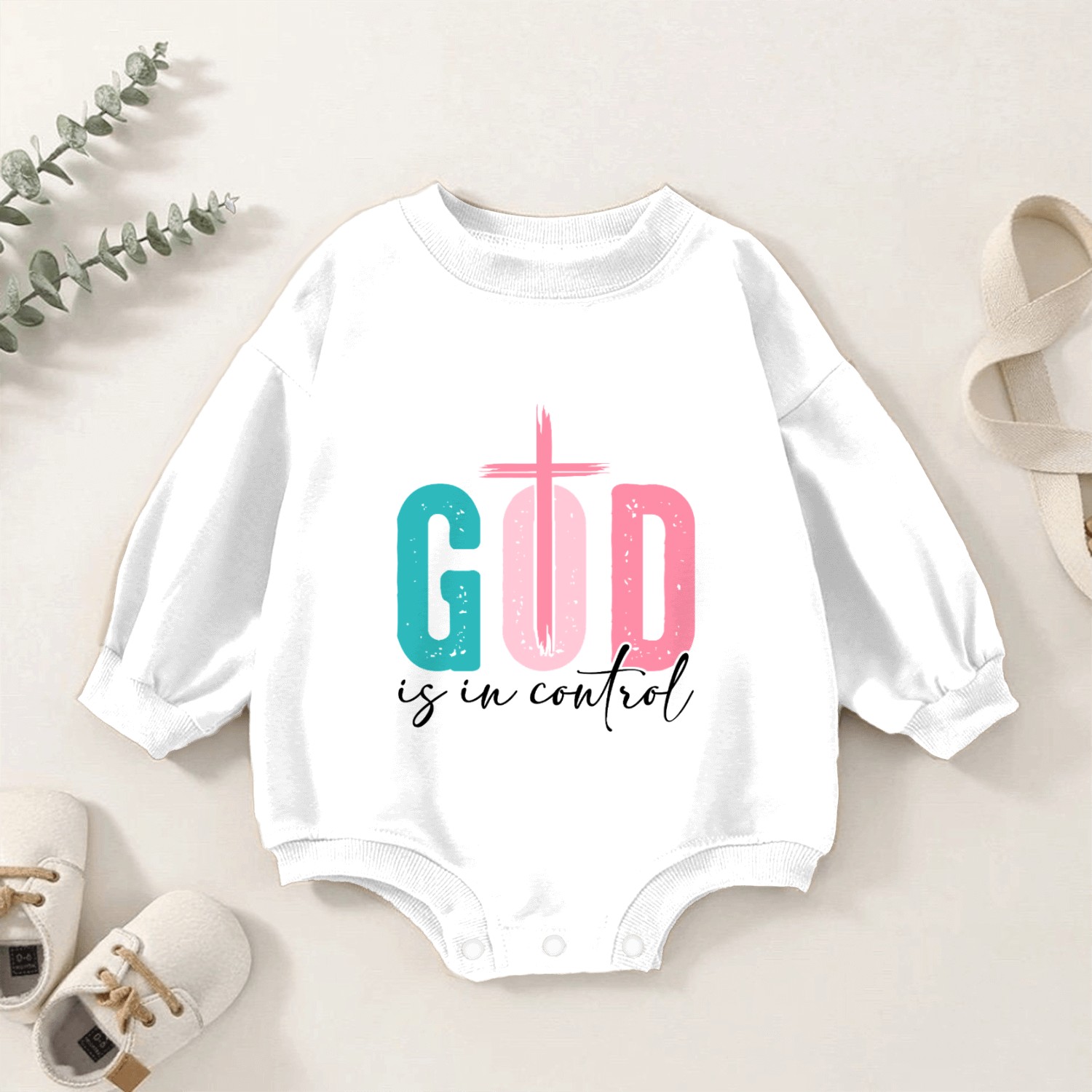 God is in Control Christian Baby Romper Sweatshirts