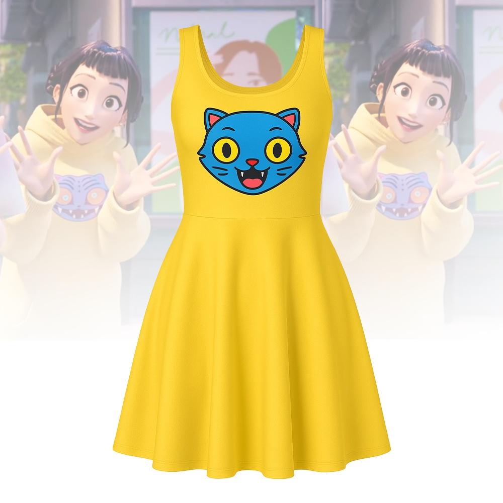 Derpy Tiger Costume Dress, Kpop Demon Hunters Cosplay Zoey Dress, Zoey Huntrix Sleeve Dress, Halloween Cosplay Clothing For Kids