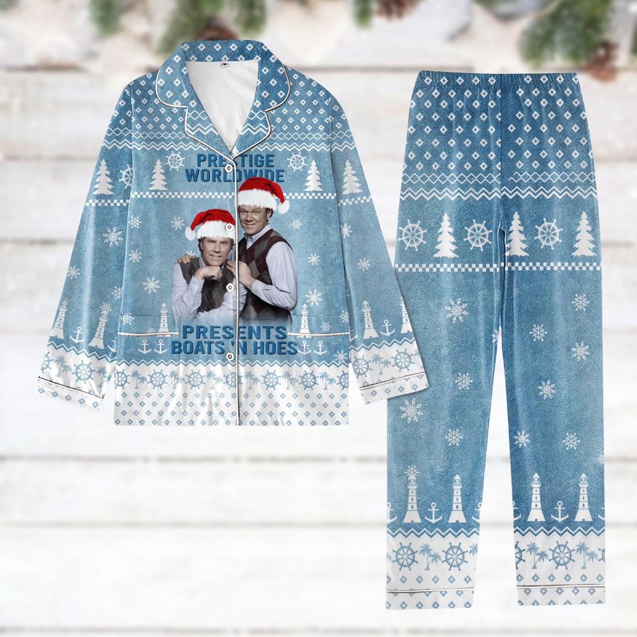Prestige Worldwide Christmas Pajamas, Presents Boats N Hoes Xmas Pajamas, Boats N Hoes Thick Pajamas Set, Christmas Gift