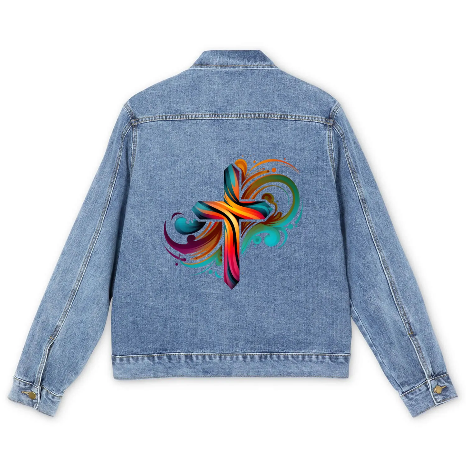 Jesus Cross Painting Men's Denim Jackets
