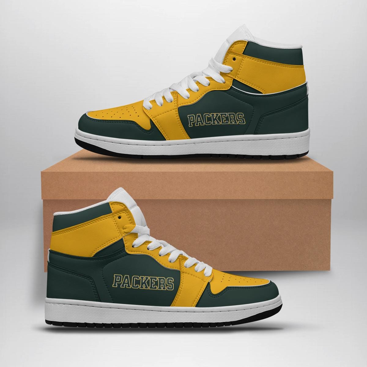 Packers Womens High Top Sneakers, Game Day Shoes, Cute Sports Sneakers
