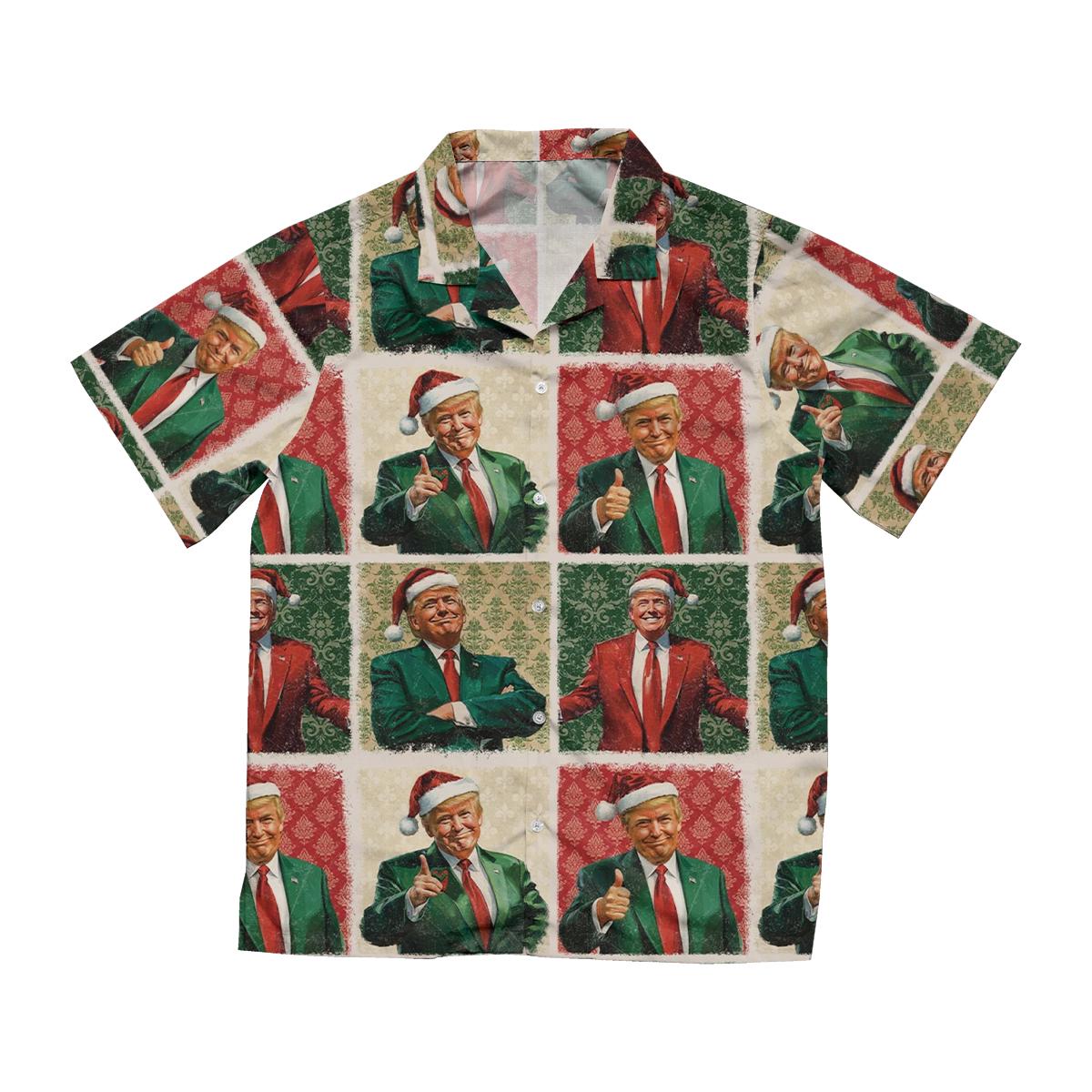 President Trump Christmas Hawaiian Shirt, I'll Be Home For Christmas Shirt, Funny Humorous Trump Christmas Shirt, Trump Hawaiian Shirt