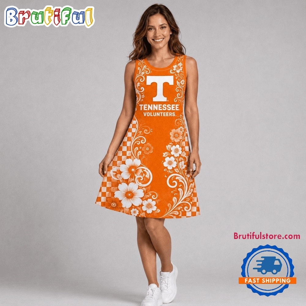 Tennessee Volunteers NCAA Sporty Floral Elegance Women’s Sleeveless Dress