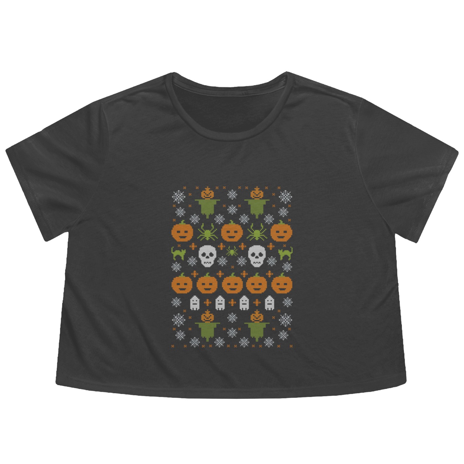 Happy Halloween Ugly Christmas Sweater Flowy Cropped Tees