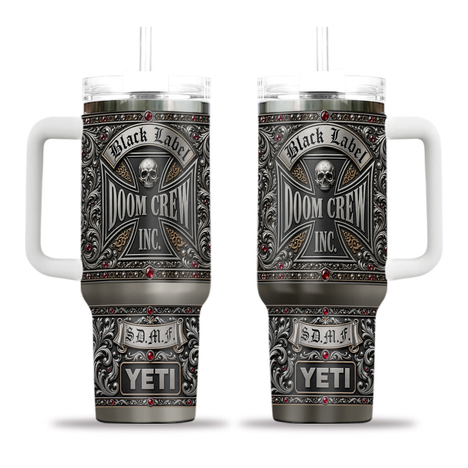 Black Label Society Dooom Crew Stainless Steel Tumbler with Handle Heavy Metal Cup, Perfect BLS Fan Gift