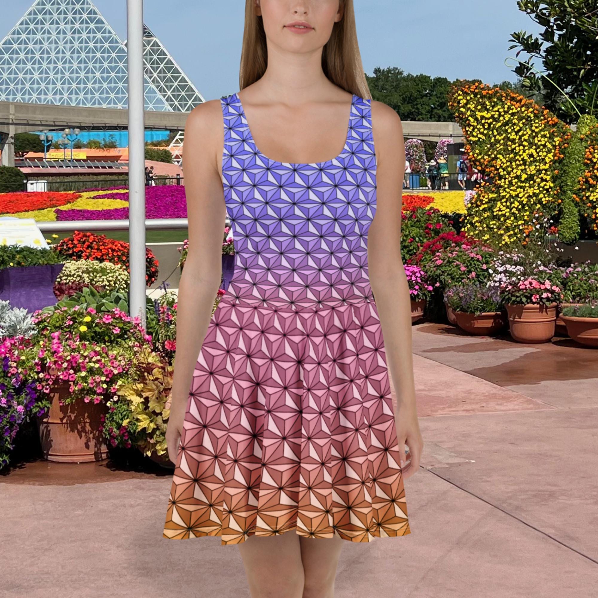 Magical Night Glow Geodesic Sphere Skater Dress
