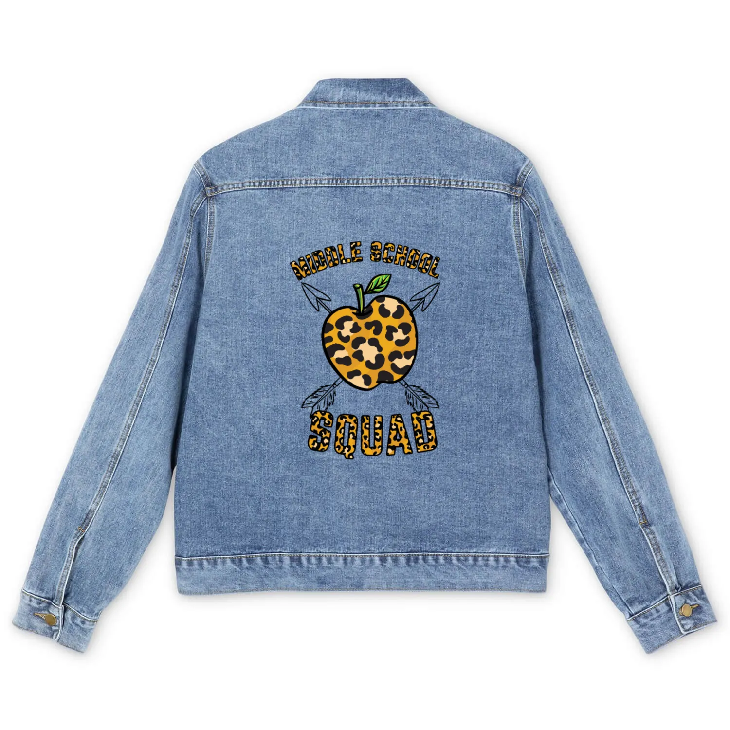 Middle School Squad Teacher Leopard Print Men's Denim Jackets