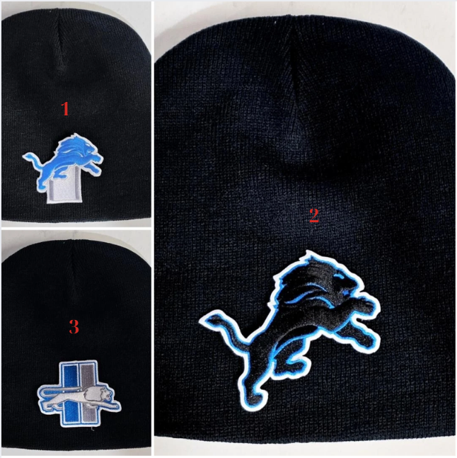 Detroit Football Lions Beanie Knit Hat CLASSIC football PATCH/LOGO