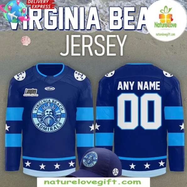 2025 Norfolk Admiral Hockey Jersey Virginia Beach Customizable (No Cap)