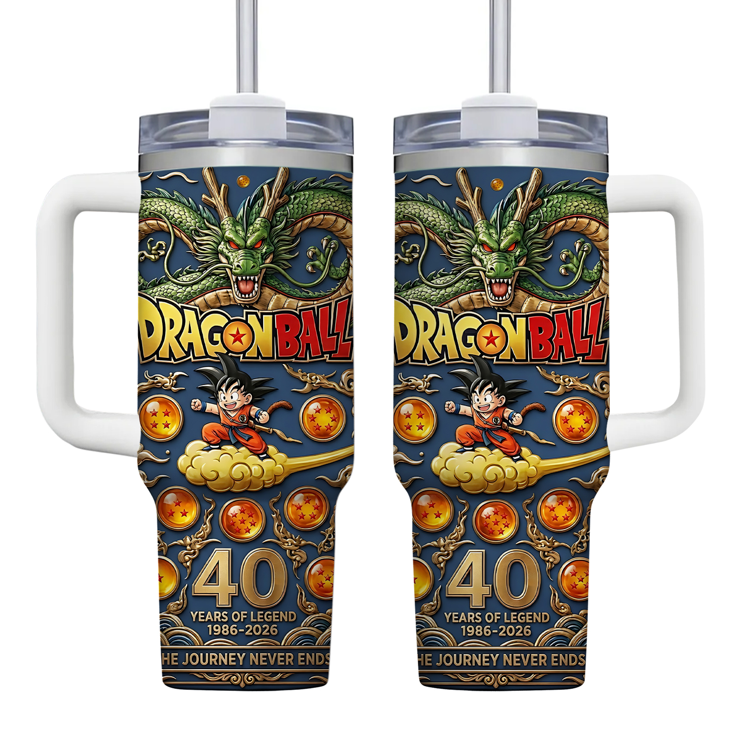 Dragon Ball 40th Anniversary Stainless Steel Tumbler with Handle (No Box, Only Tumbler)