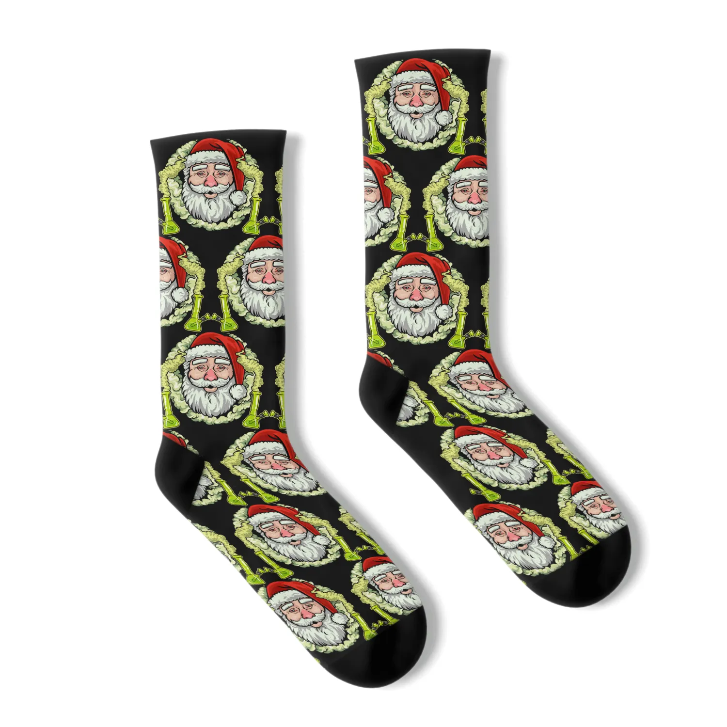 Santa Stoned with Bong - Ugly Christmas Socks