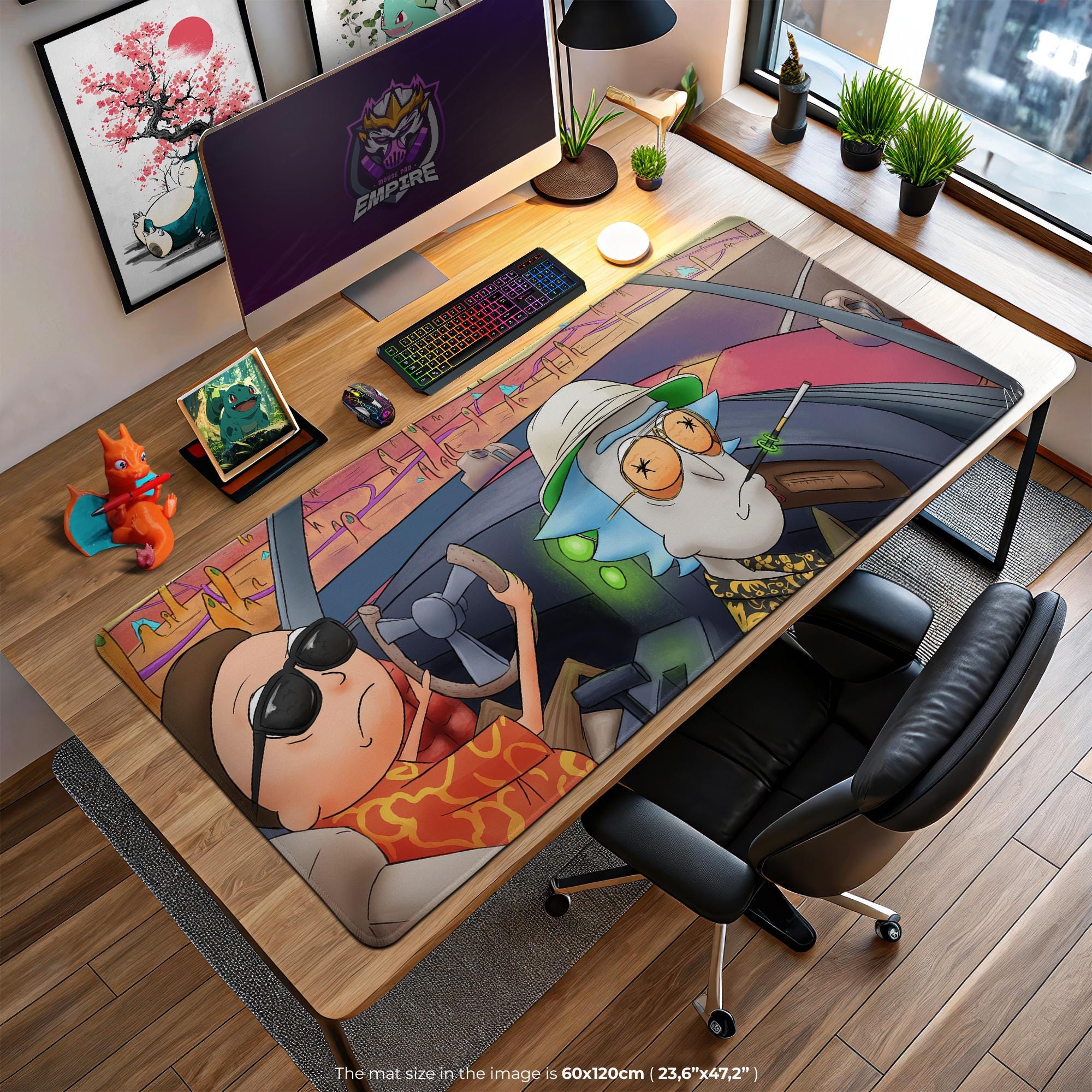 Rick and Rickandmorty Road Trip Desk Mat, Fun Gaming Mouse Pad, Fan Gift