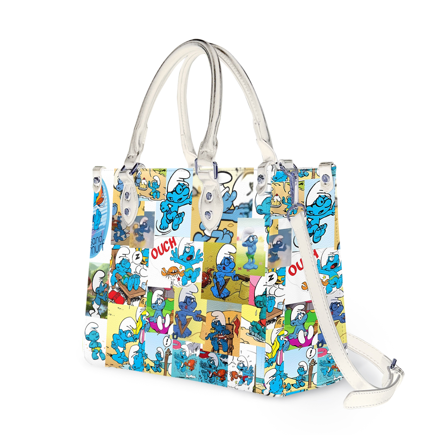 The Smuurfs Cartoon Leather Bag Handbag, , he Smuurfs Lovers Handbag , Women Crossbody Bag