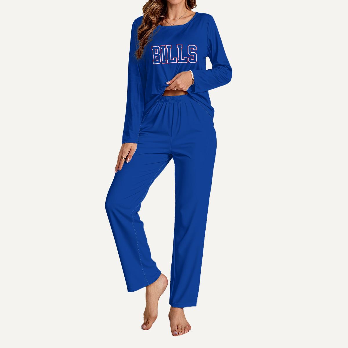 Bills Football Pajama Set, Womens Long Sleeve Lounge Wear, Game Day PJs